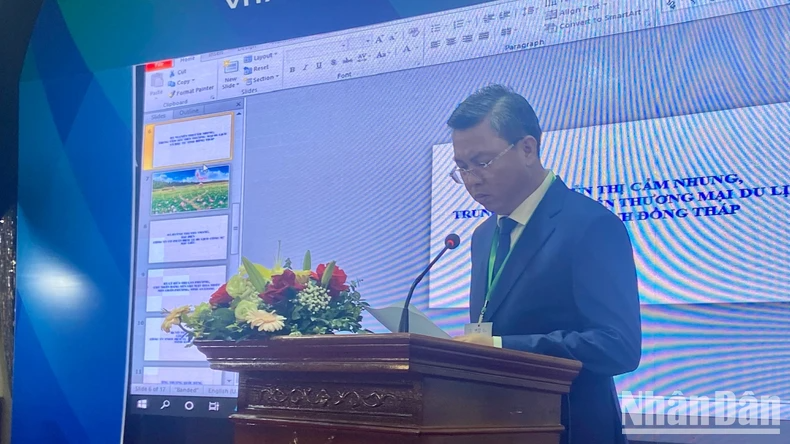 Phó Chủ tịch Ủy ban nhân dân tỉnh Kiên Giang Nguyễn Lưu Trung phát biểu tại Hội nghị.